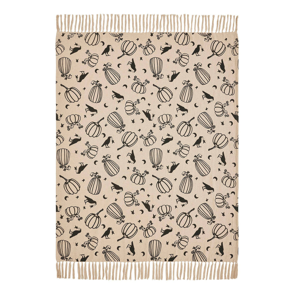 Raven Harvest Farmhouse Black Tan Plaid Woven Cotton Throw Blanket 50x60