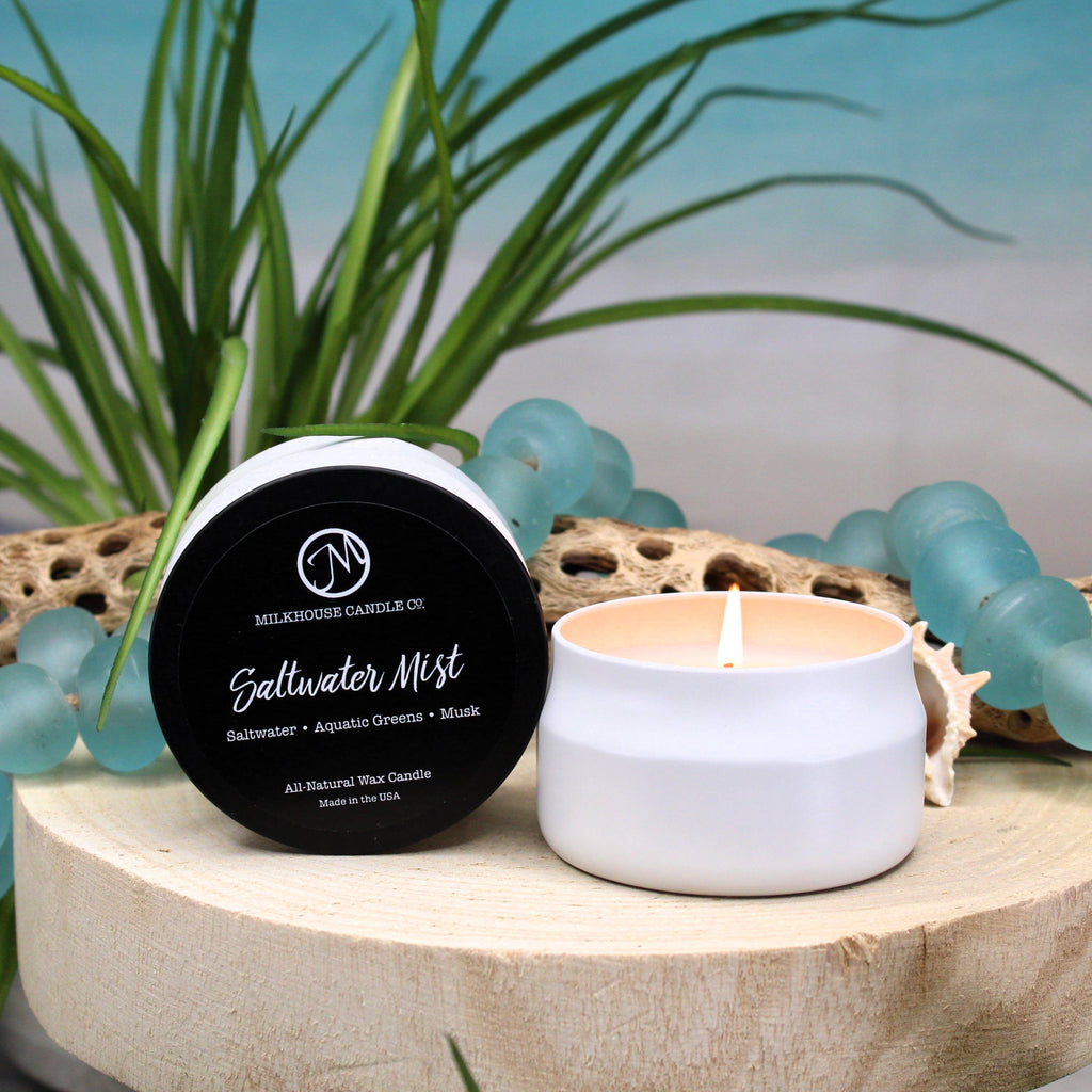 3.75 oz Traveler Tin Candle: Saltwater Mist