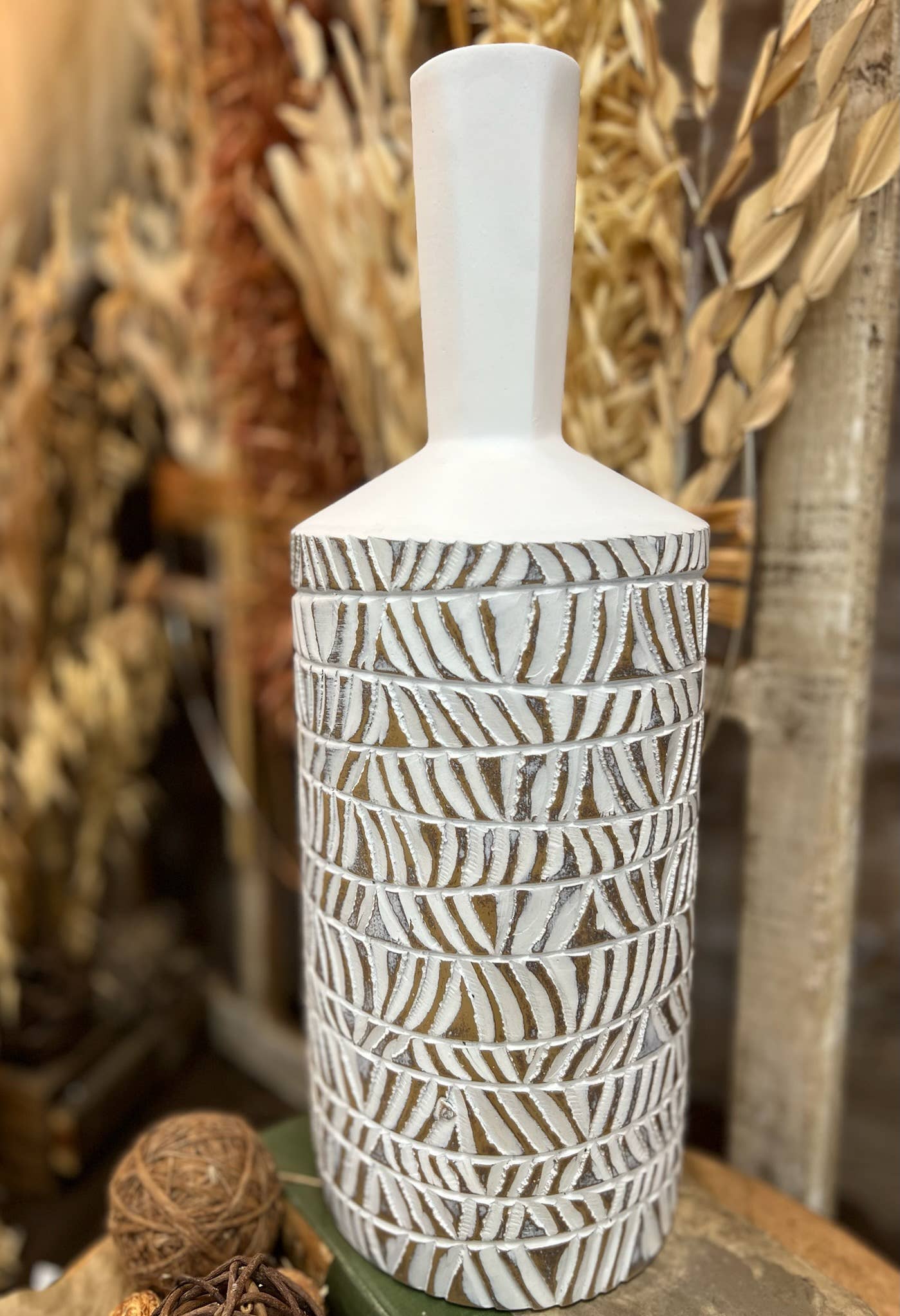 Textured Bottle Vase 16 in
