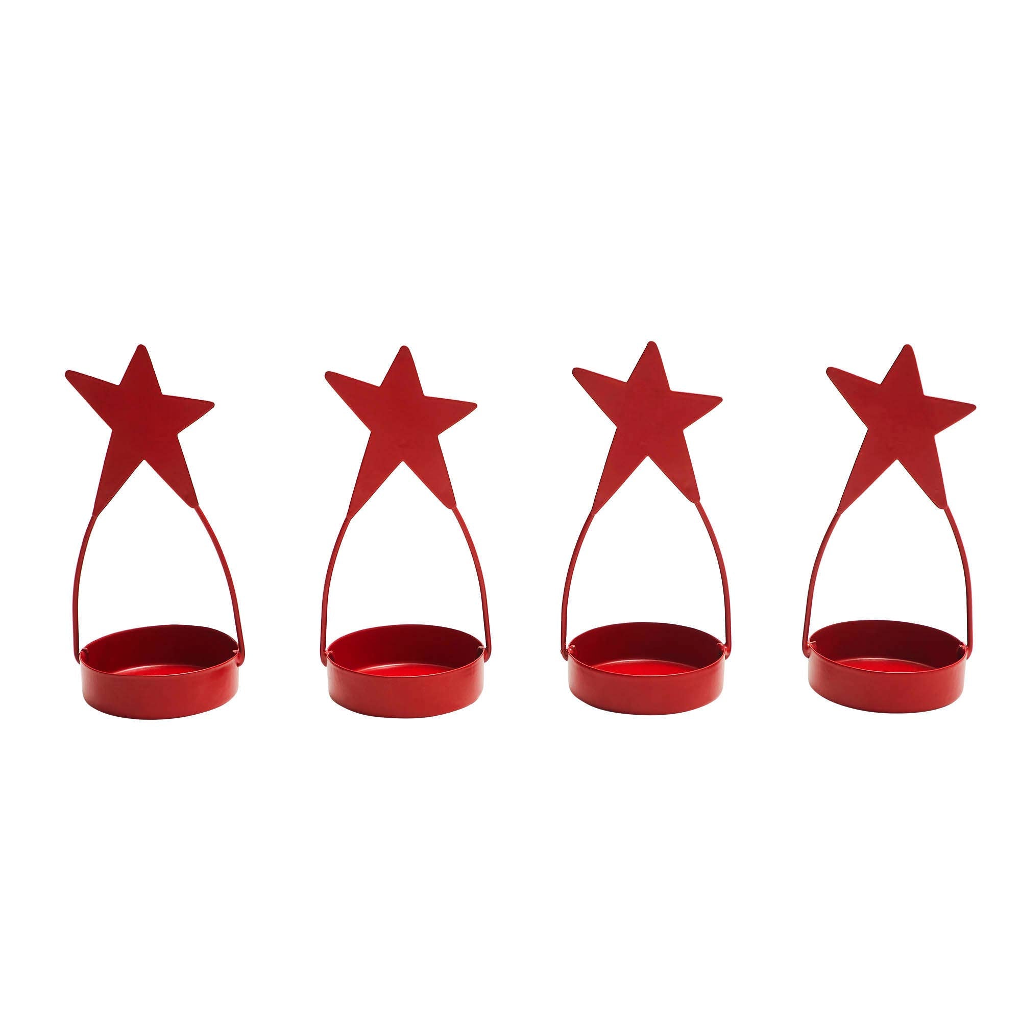 Star Tealight Holder Barn Red 4x1.75x1.75