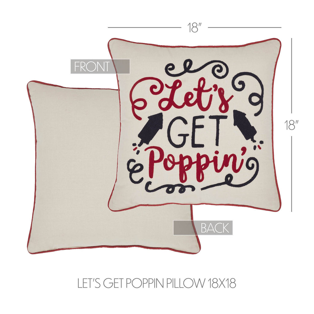 Let's Get Poppin 4th of July Pillow 18x18