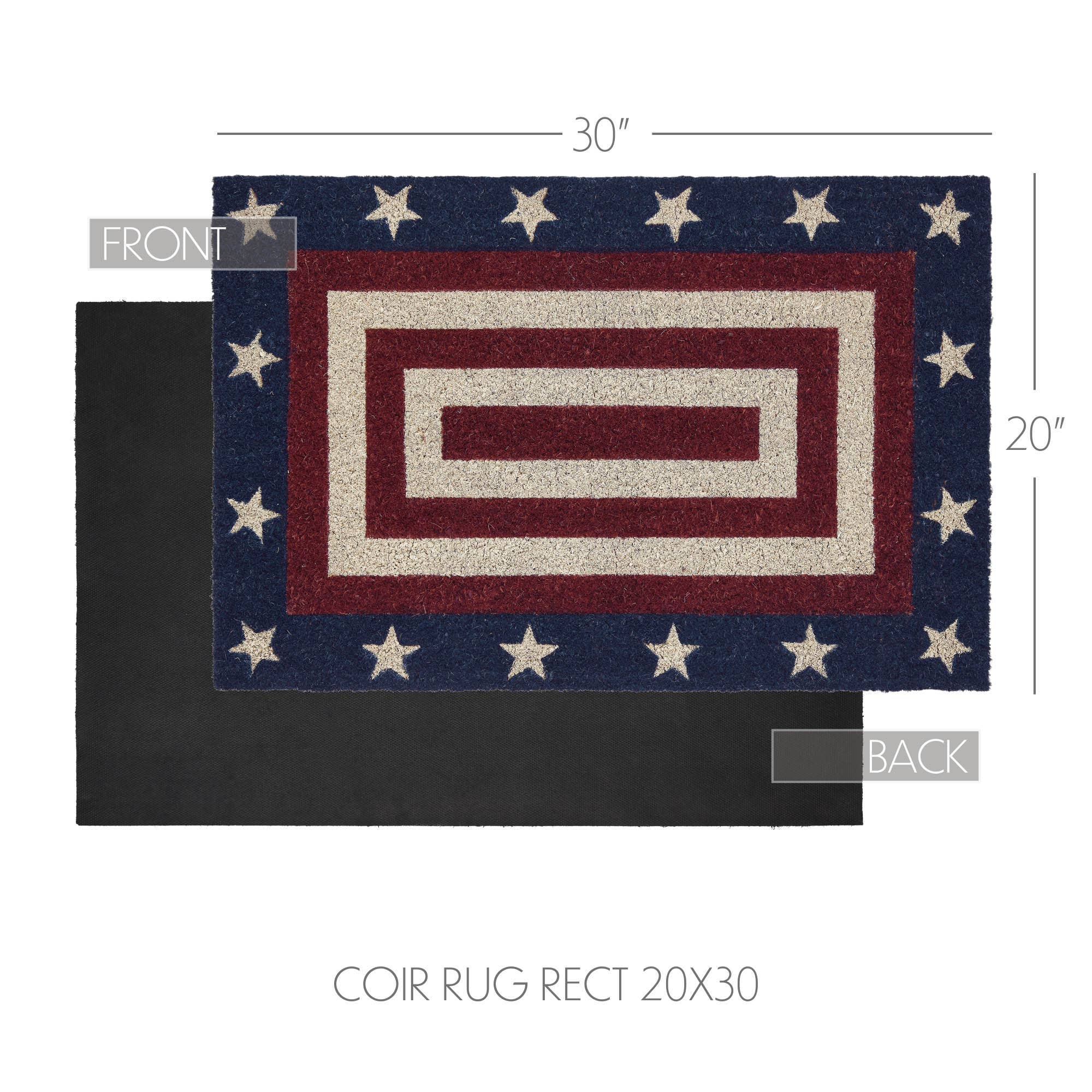 Americana Coir Entry Rug 20x30 Stars and Stripes