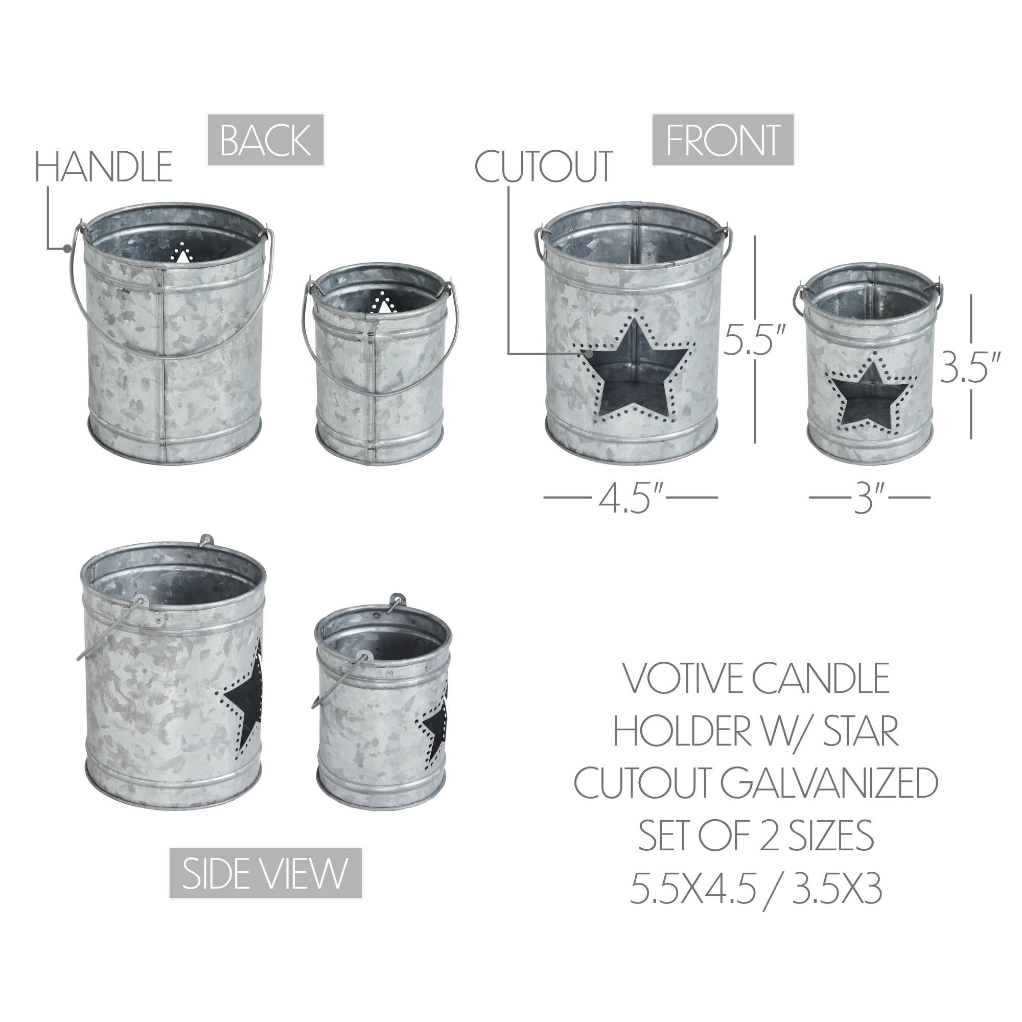 Rustic Galvanized Star Candle Pails Set of 2
