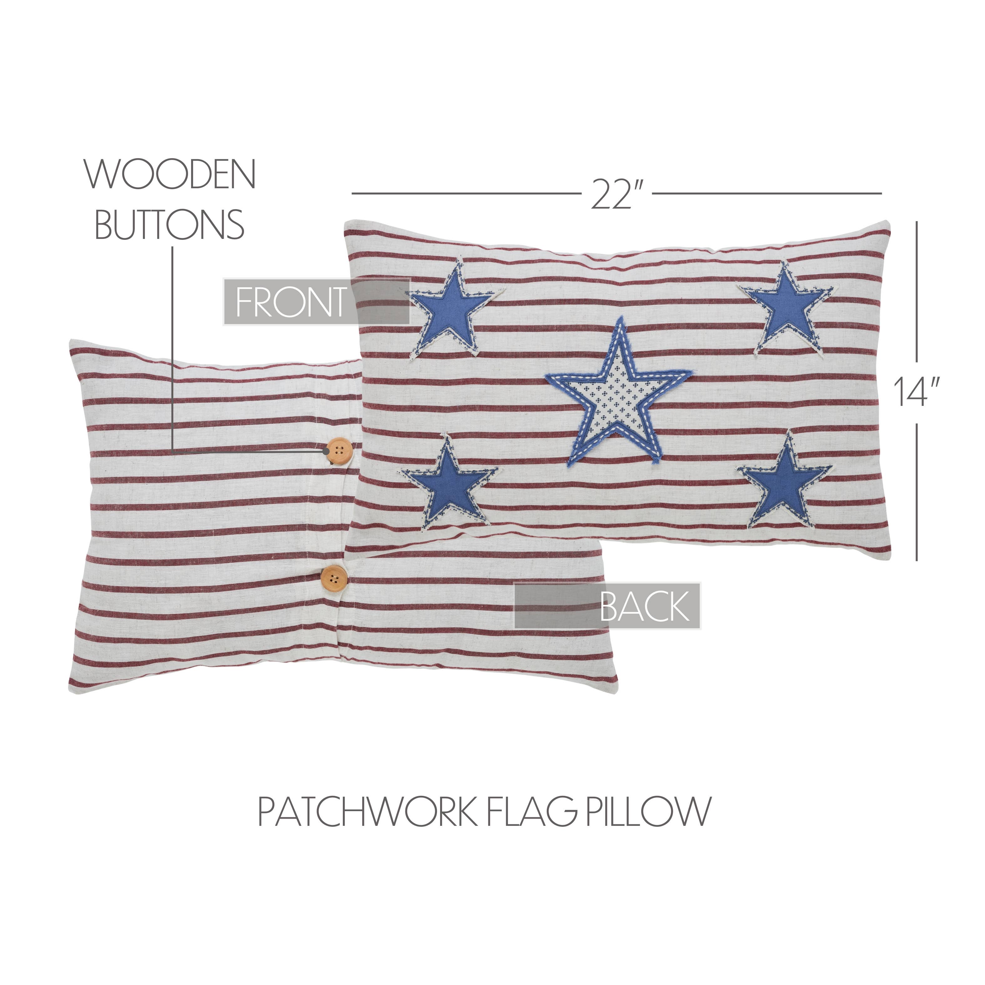 Celebration Americana Star Applique Pillow 14x22