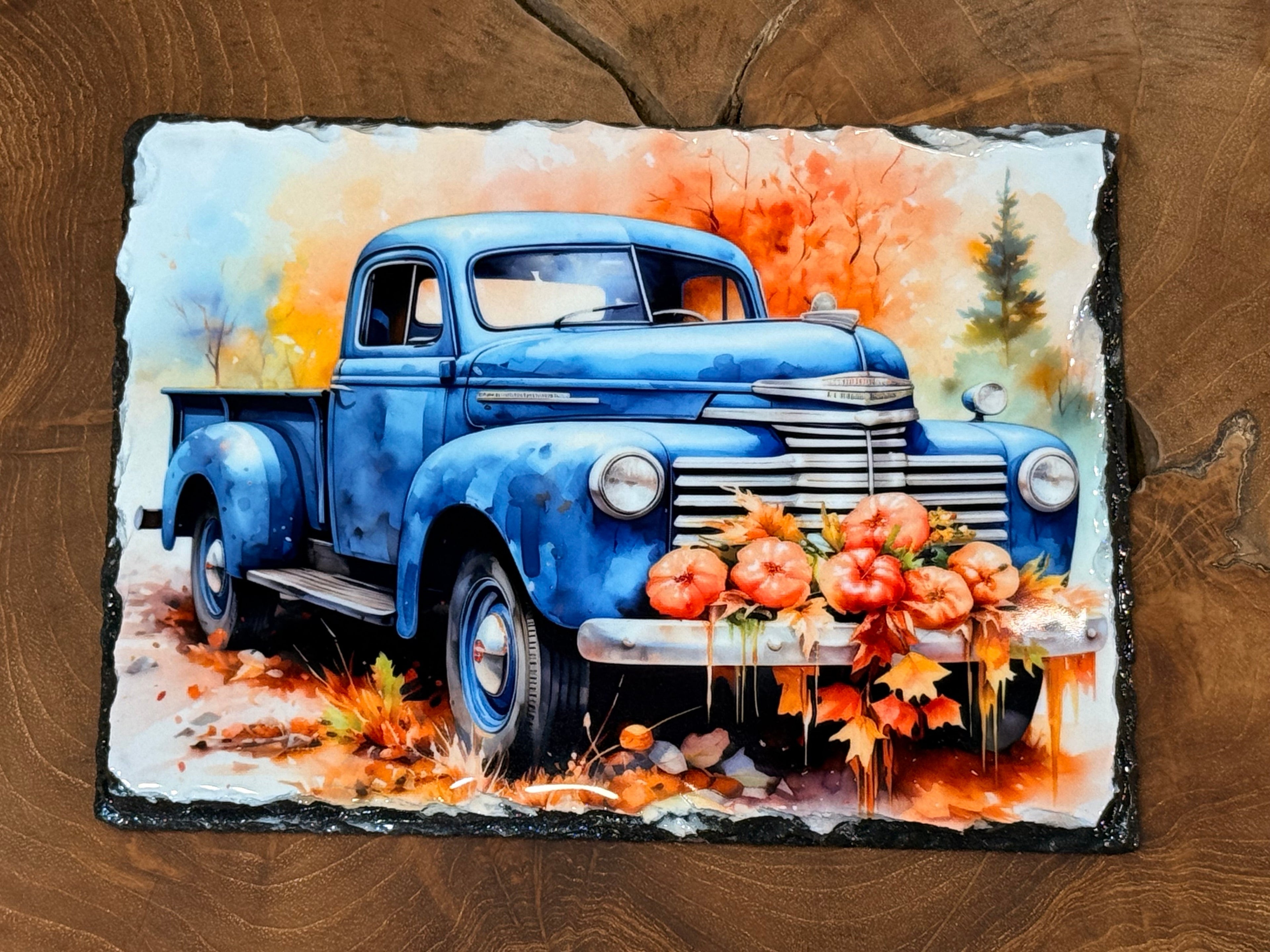 Fall Truck Slate Picture Decor