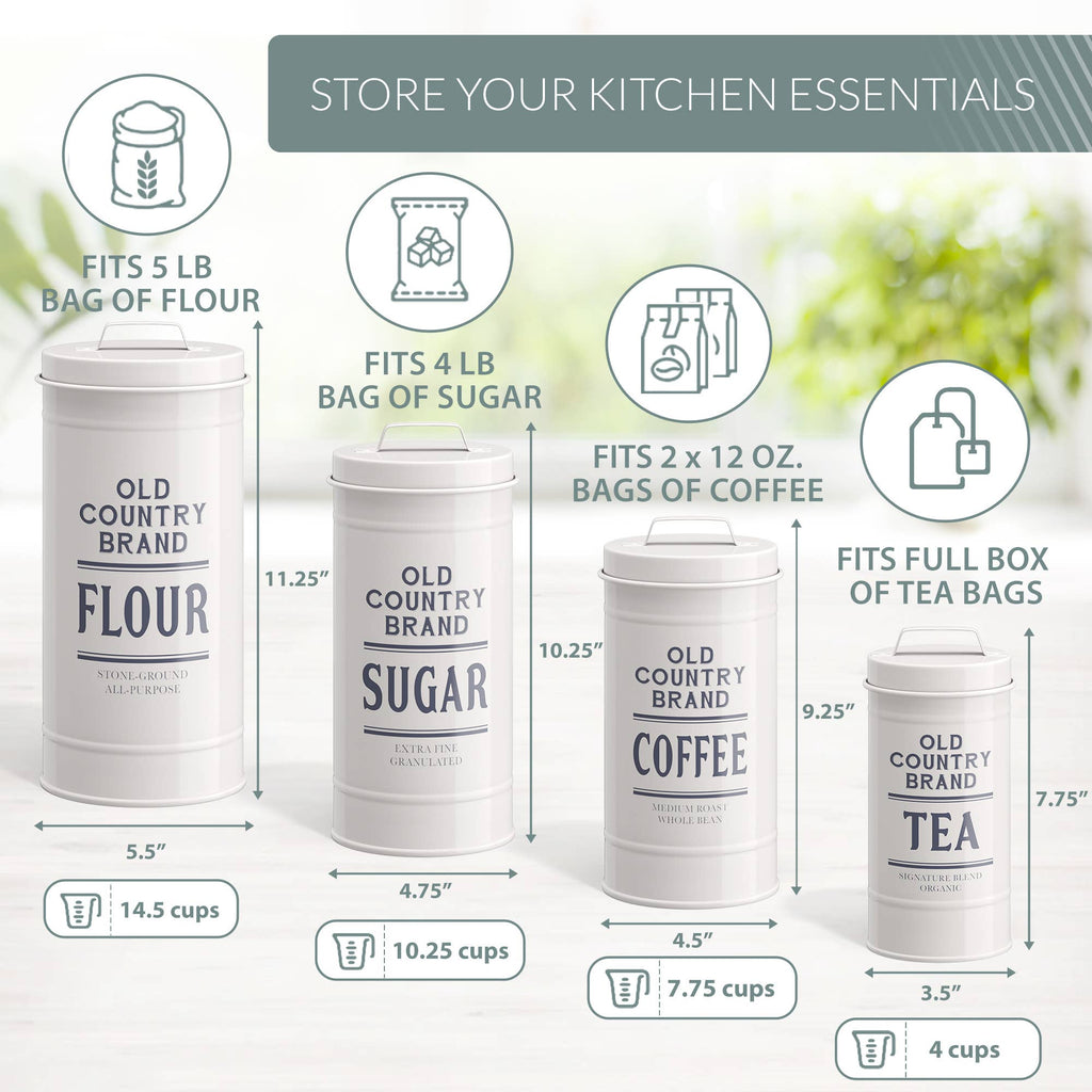 Set of 4 Old Country Brand Kitchen Canisters