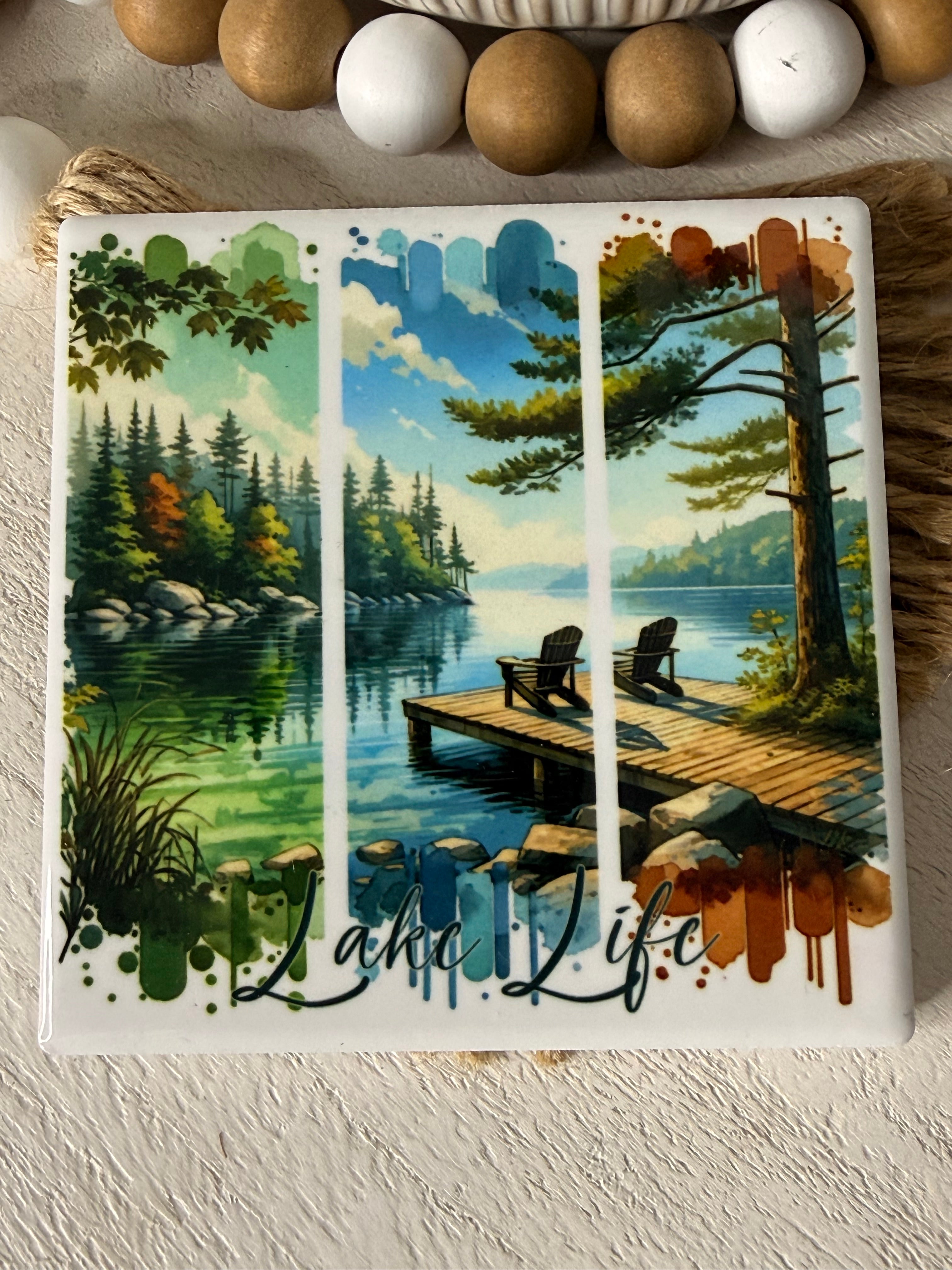 Lake Life Ceramic Coaster