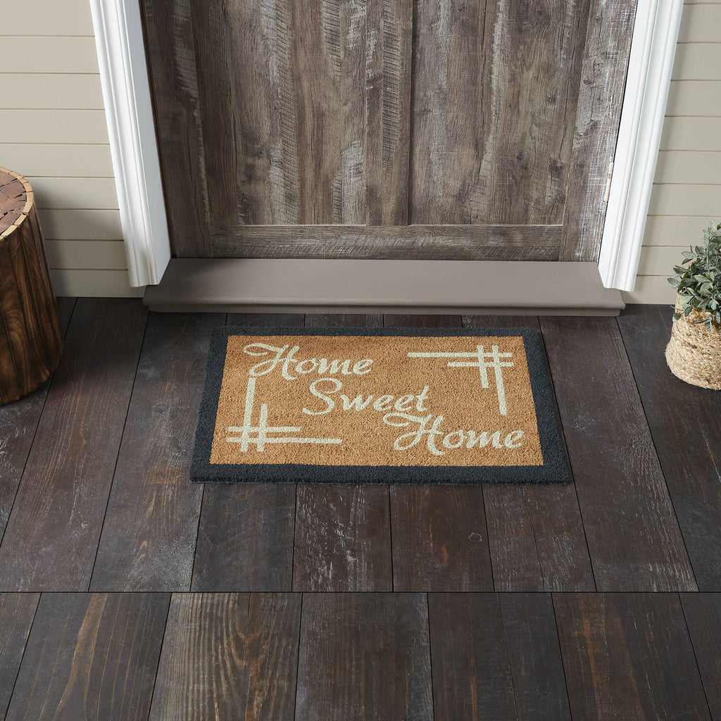 Home Sweet Home Charcoal Creme Coir Rug 20x30