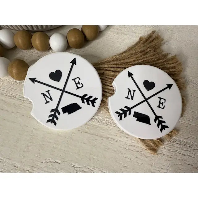 Nebraska Crossed Arrows Ceramic Car Coaster