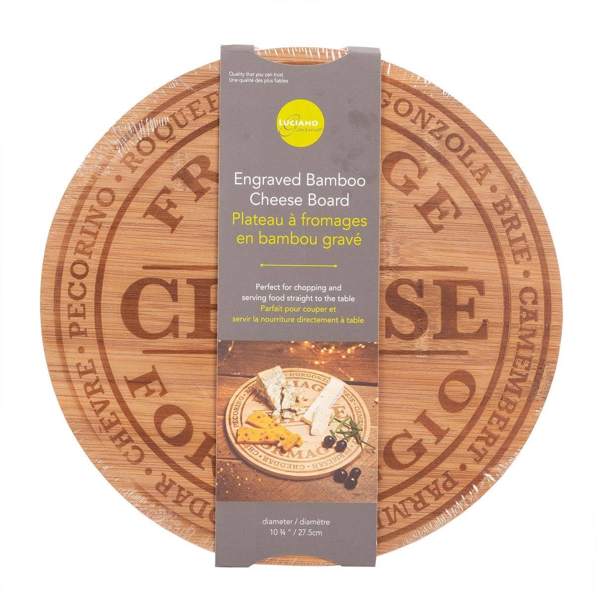 Luciano Gourmet Engraved Bamboo Cheese Board