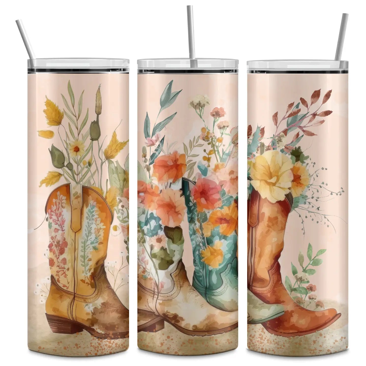 Boho Western Boots 20oz Skinny Tumbler