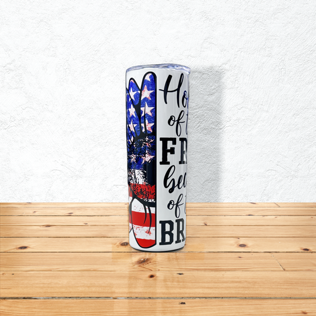 Home of the Free Because of the Brave 20 oz. Skinny Tumbler
