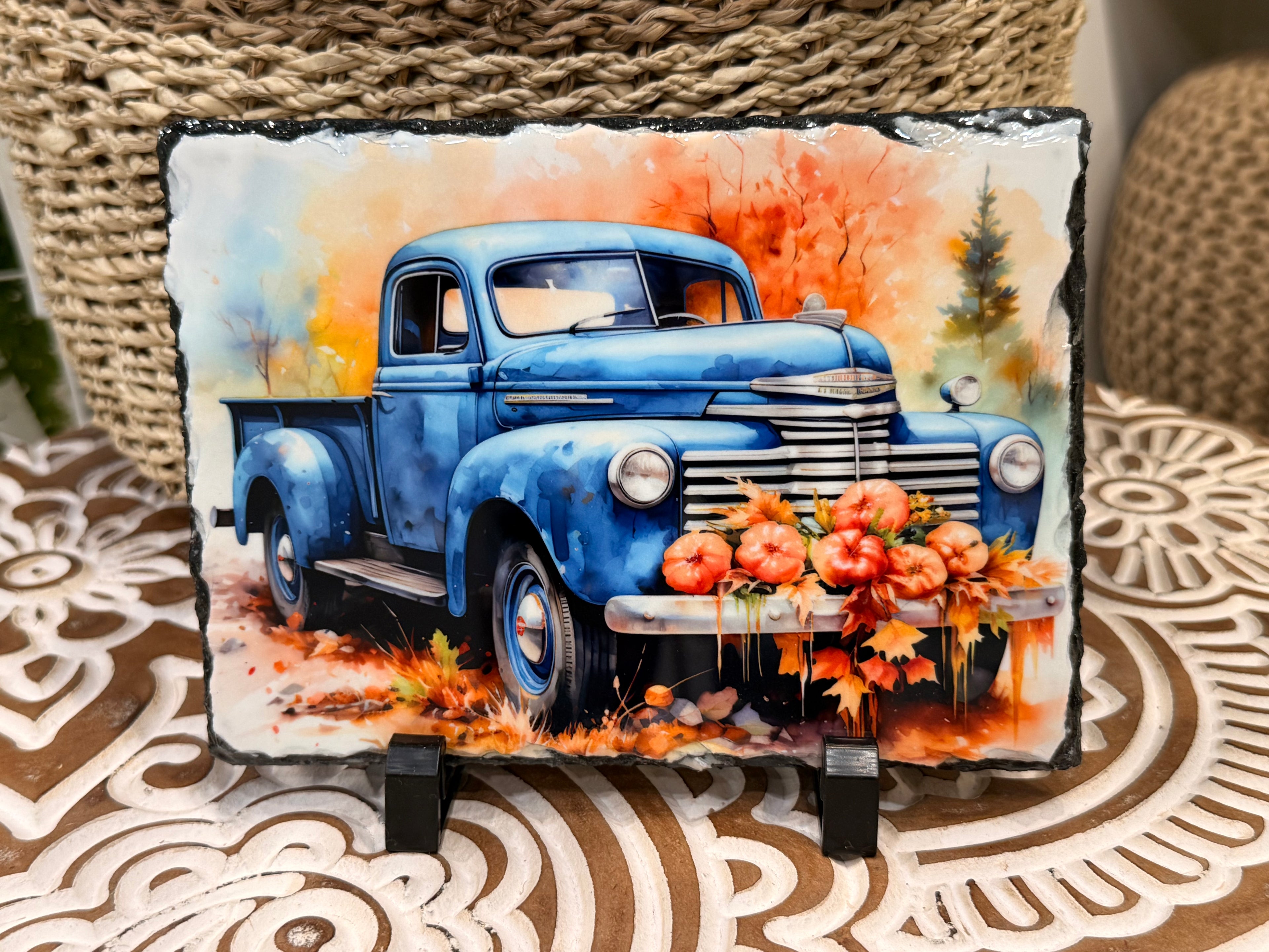 Fall Truck Slate Picture Decor