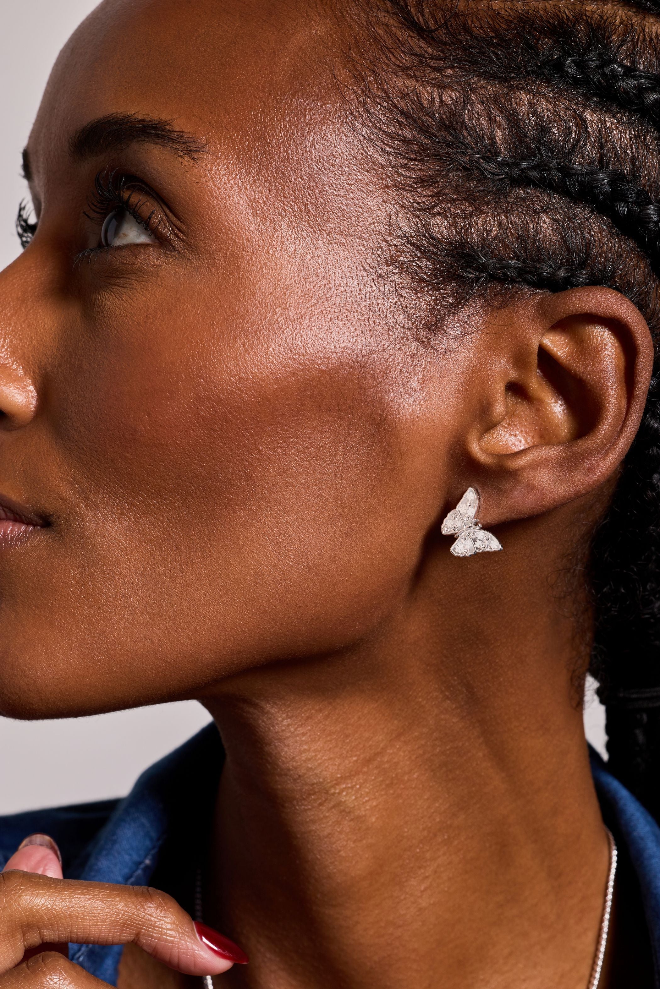 Glass Butterfly Statement Stud Earrings
