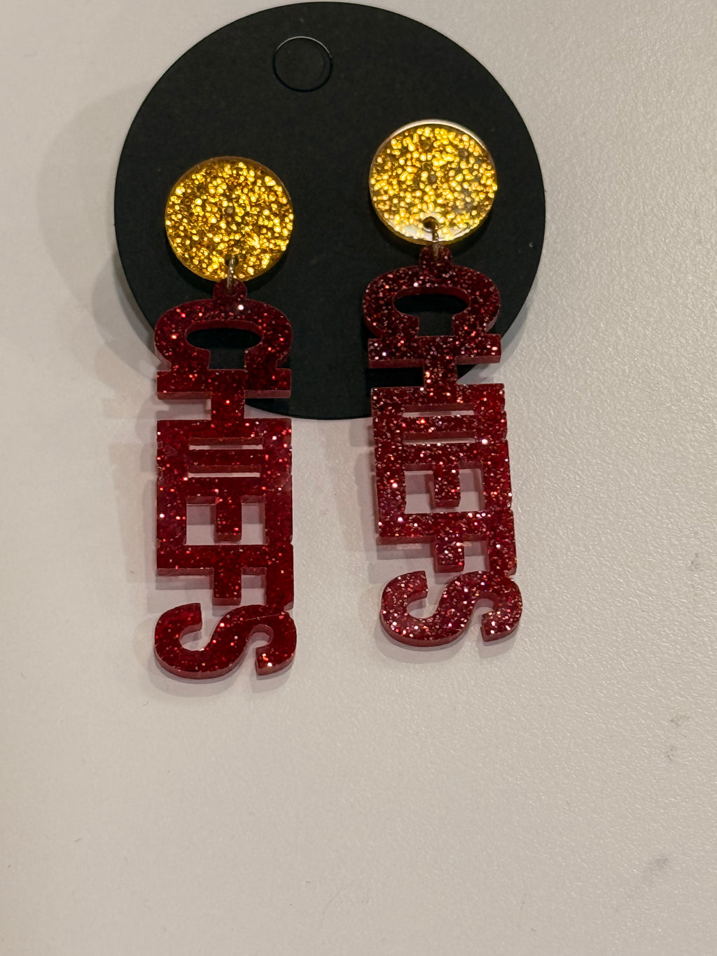 Acrylic Glitter Chiefs Earrings