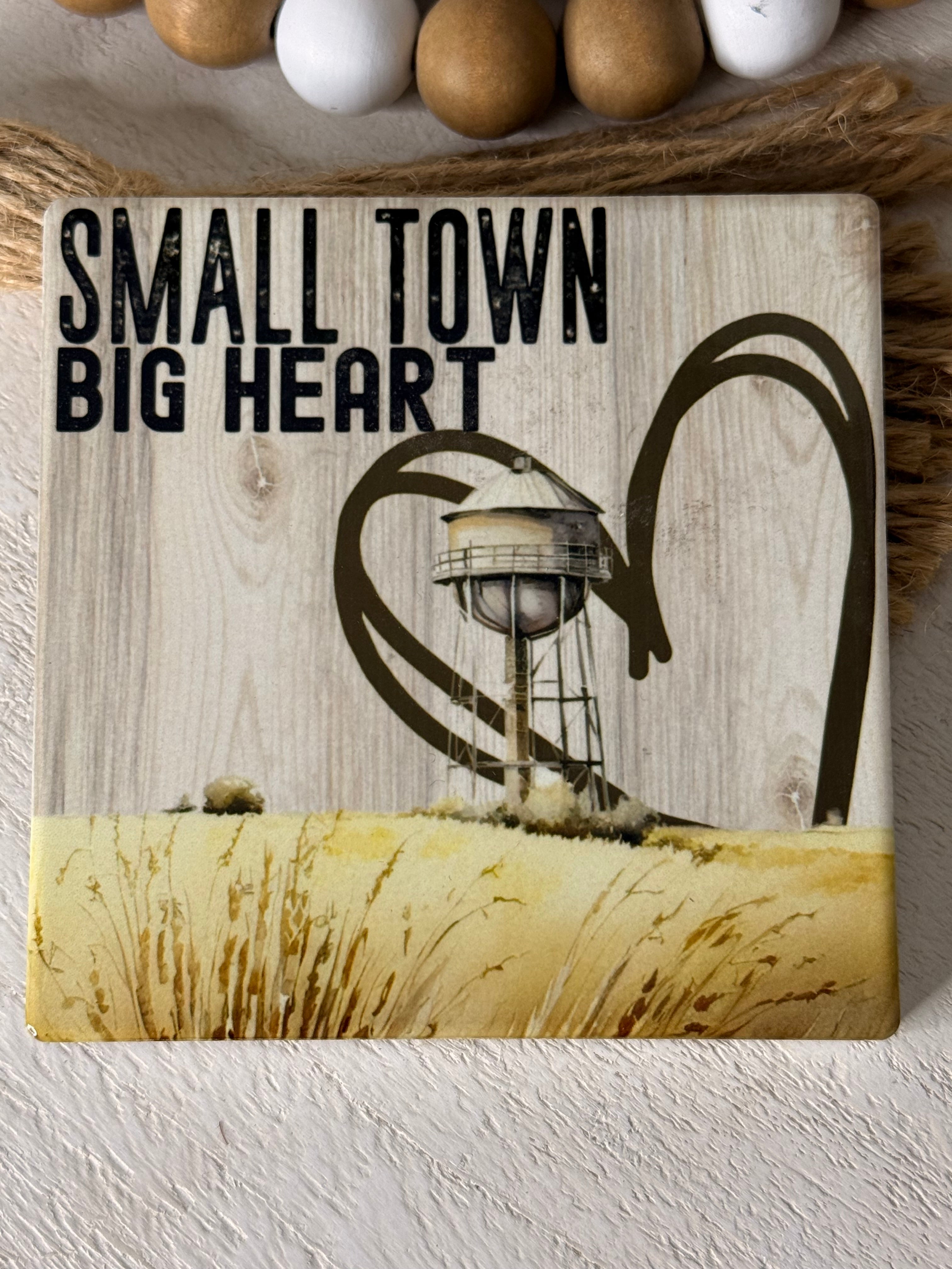 Small Town Big Heart Ceramic Coaster
