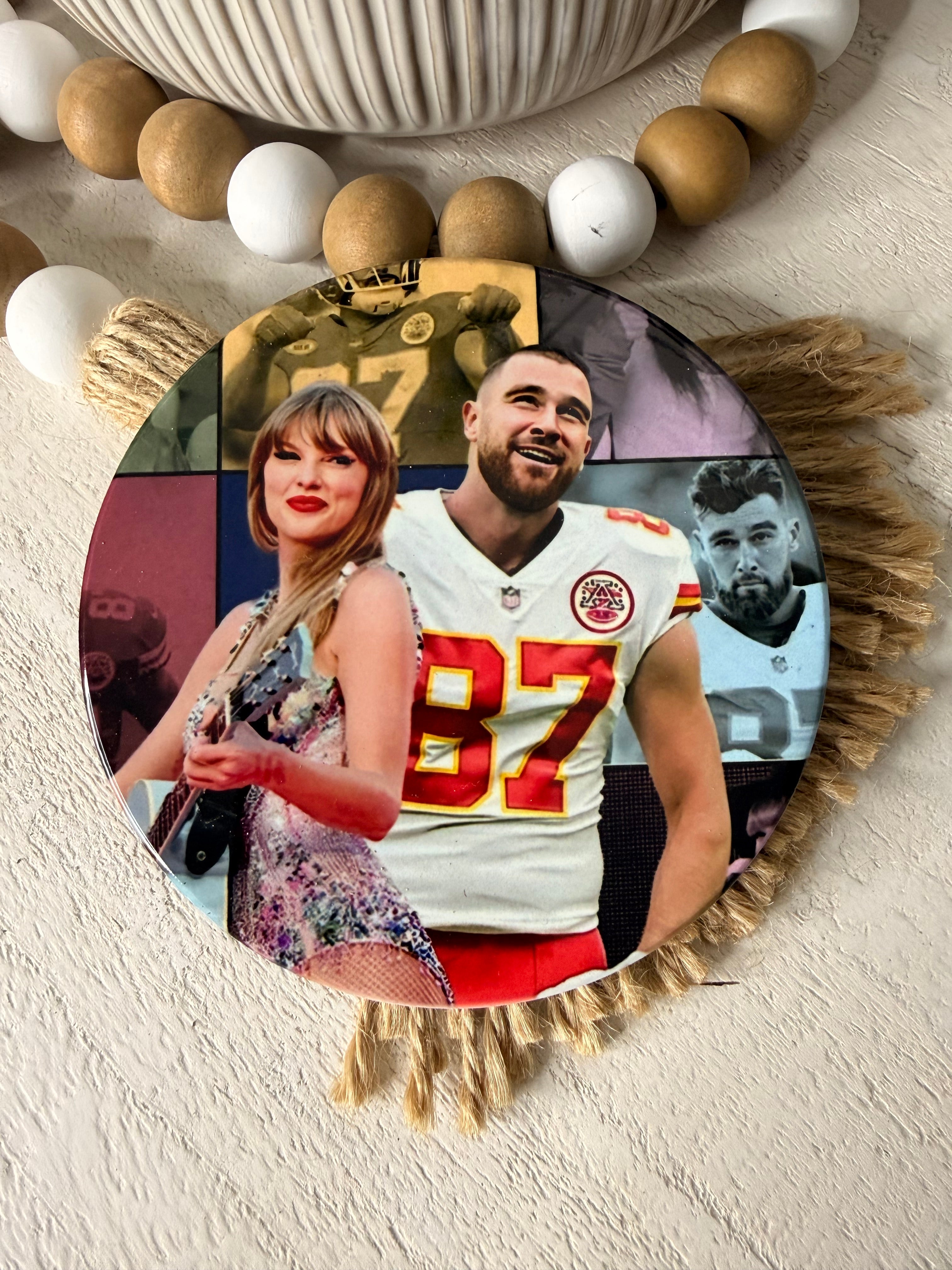 Kelce Swift The Eras Tour Up Close Ceramic Coasters
