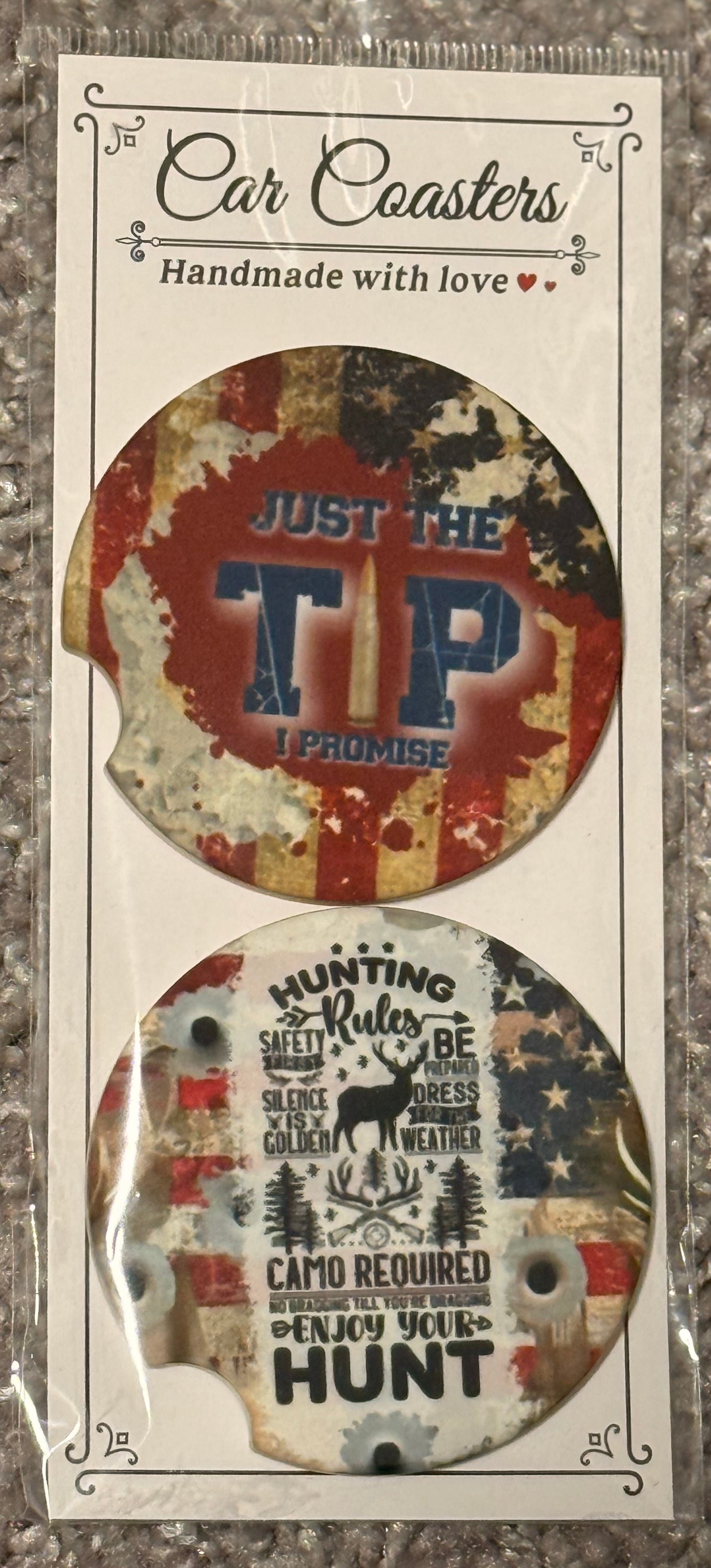 Just the Tip / Hunting Rules Ceramic Car Coaster