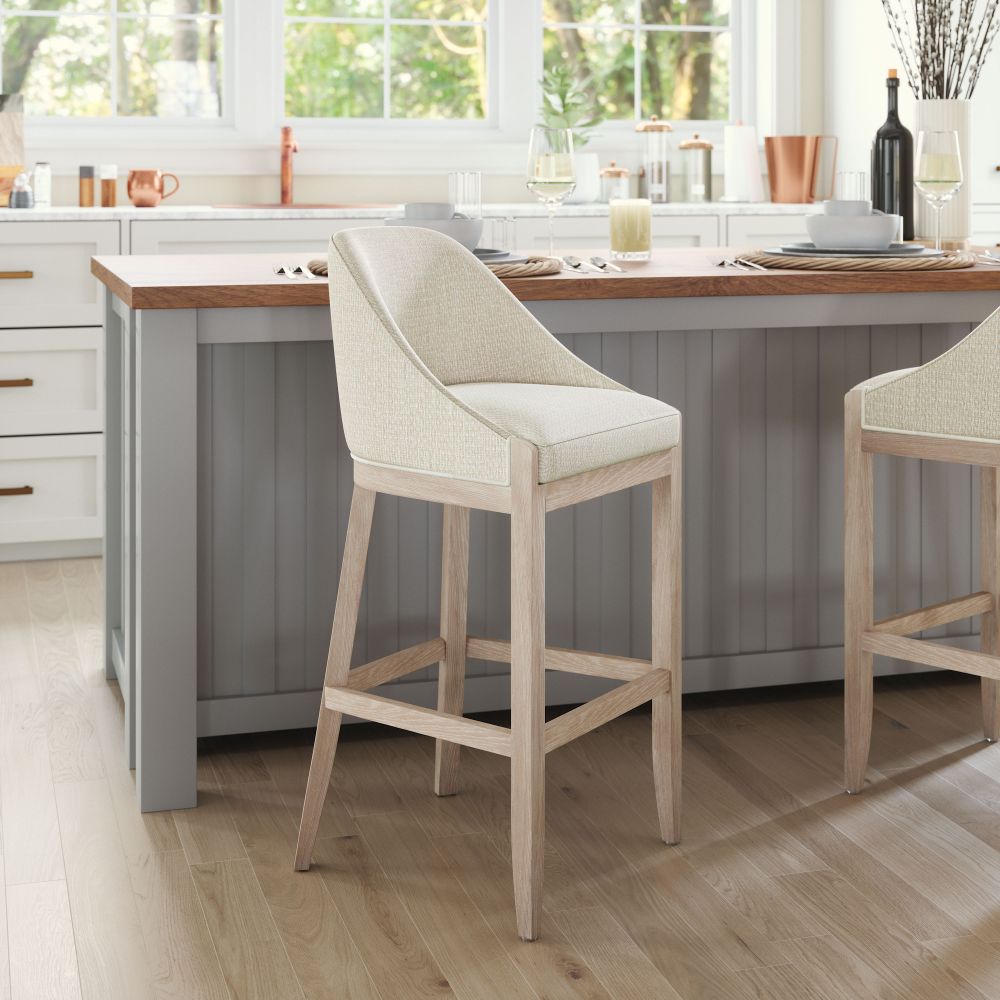 Calmo Textured Fabric Barstool Beige