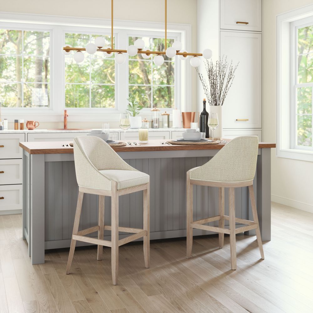 Calmo Textured Fabric Barstool Beige