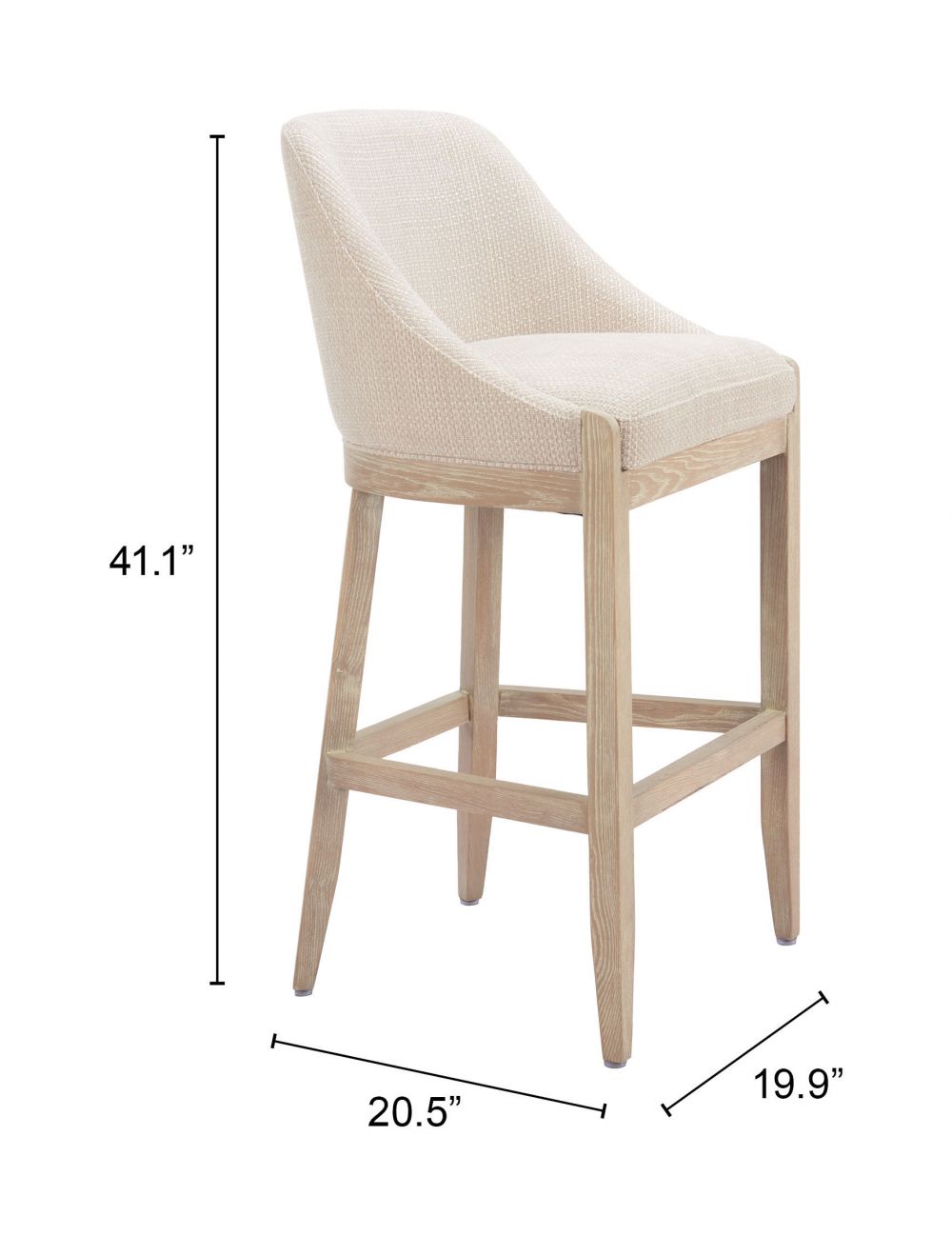 Calmo Textured Fabric Barstool Beige