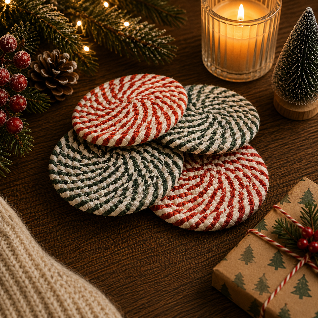 Candy Cane Coaster 4pk