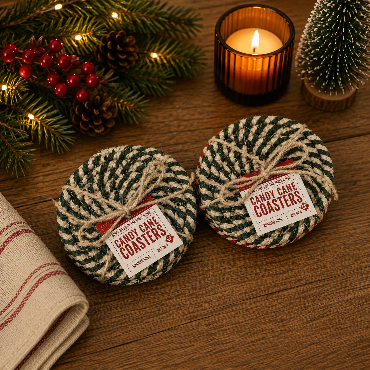 Candy Cane Coaster 4pk
