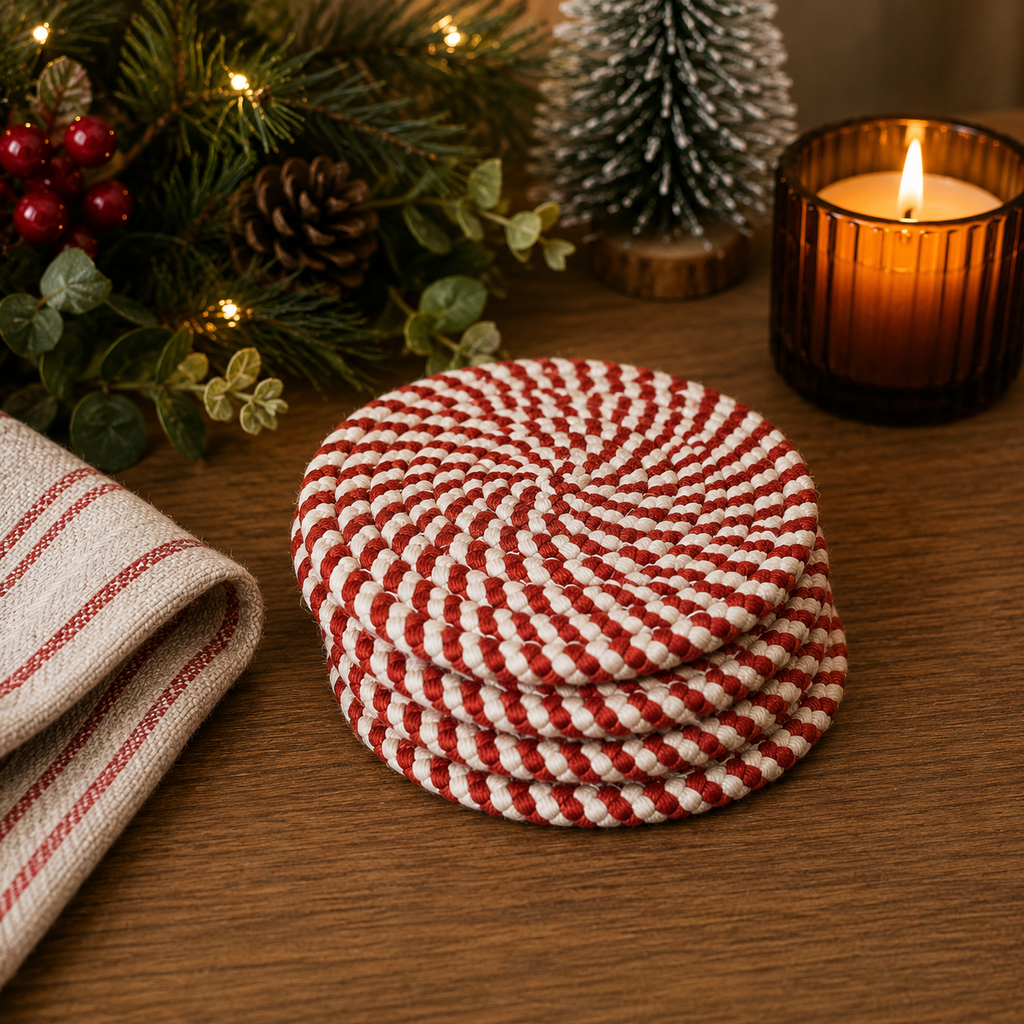 Candy Cane Coaster 4pk
