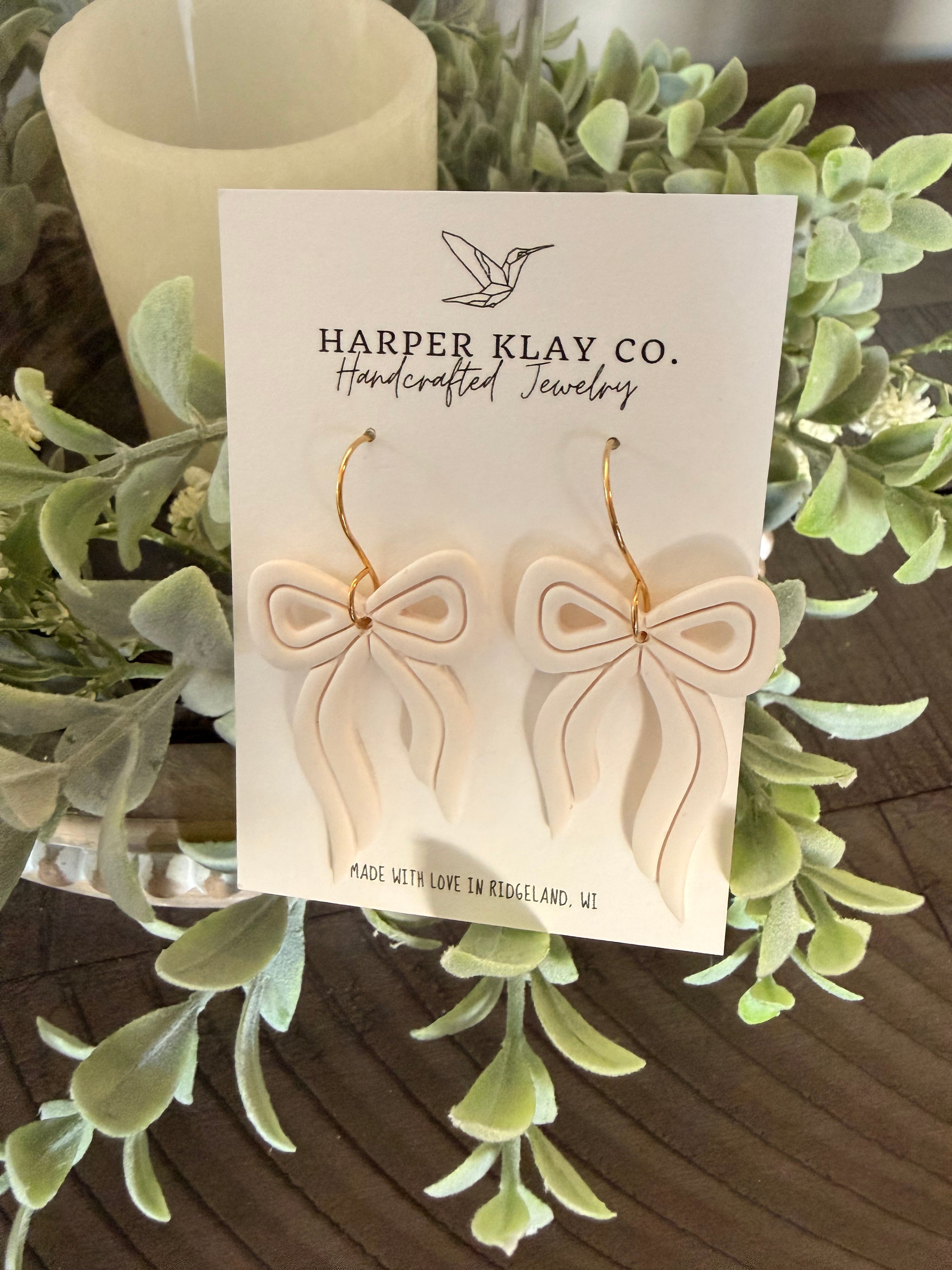 The Bow Dangles- Polymer Clay Christmas Earrings