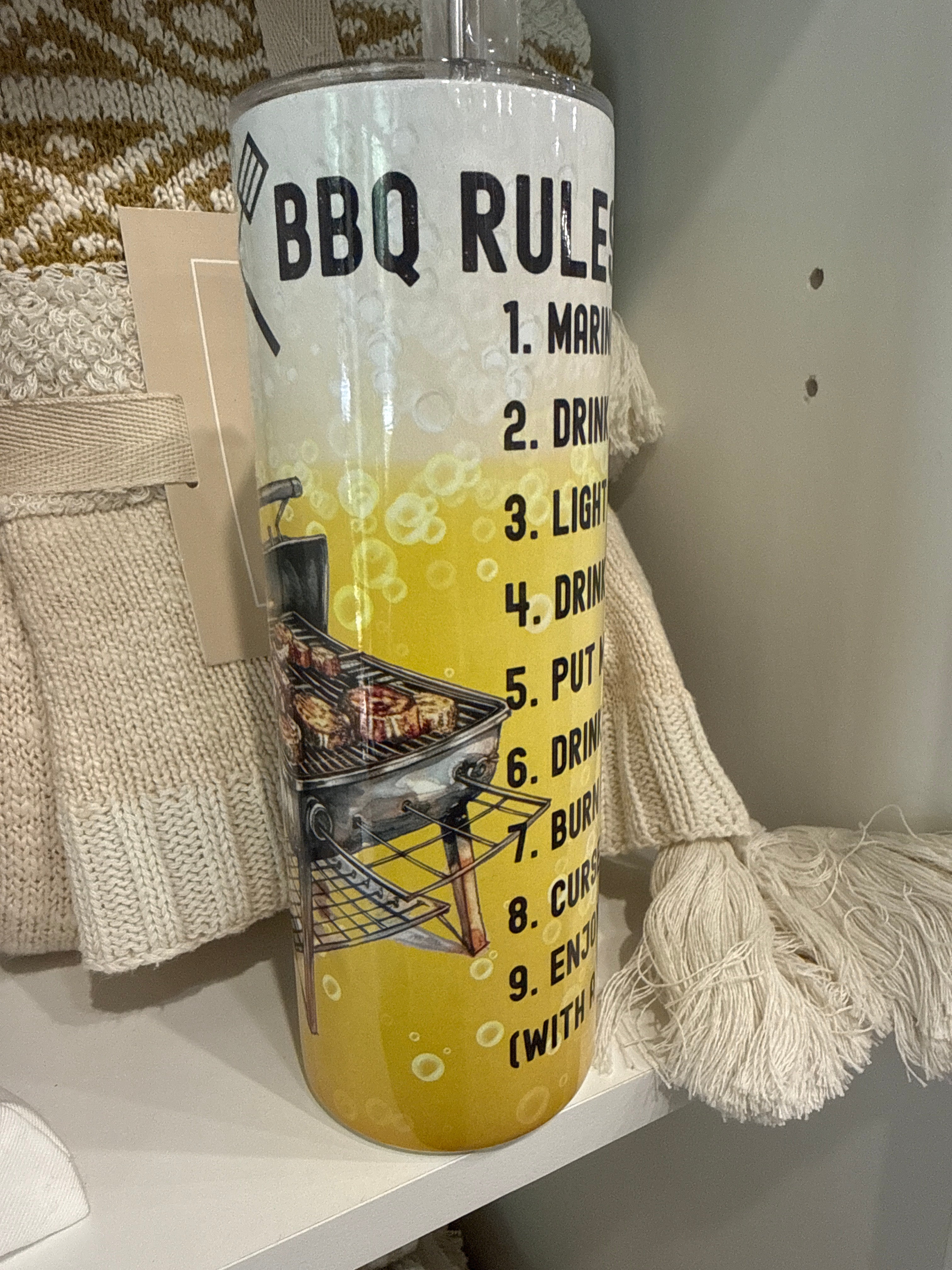 BBQ Rules for Men 20oz Skinny Tumbler