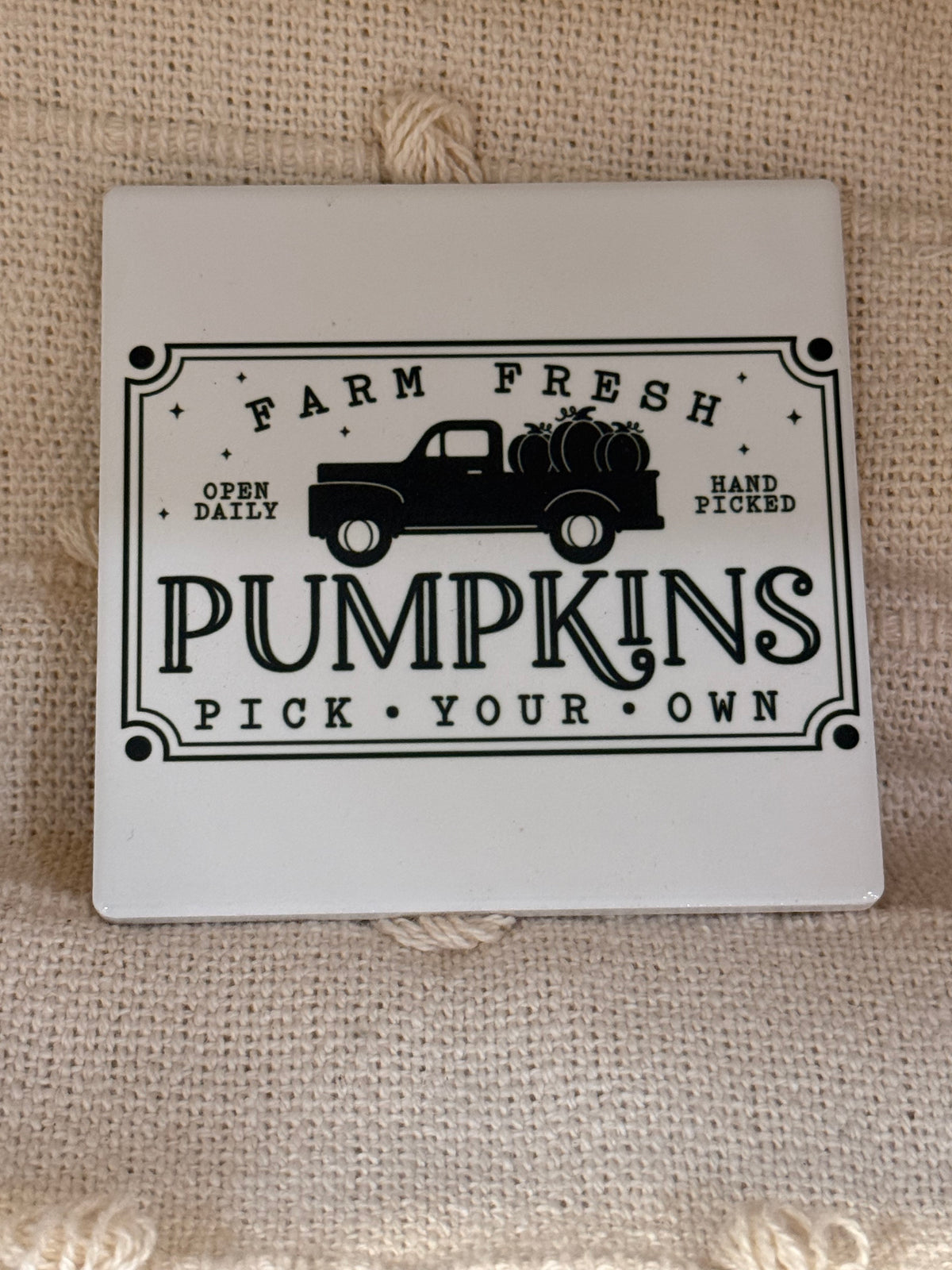 Farm Fresh Pumpkins Ceramic Coaster