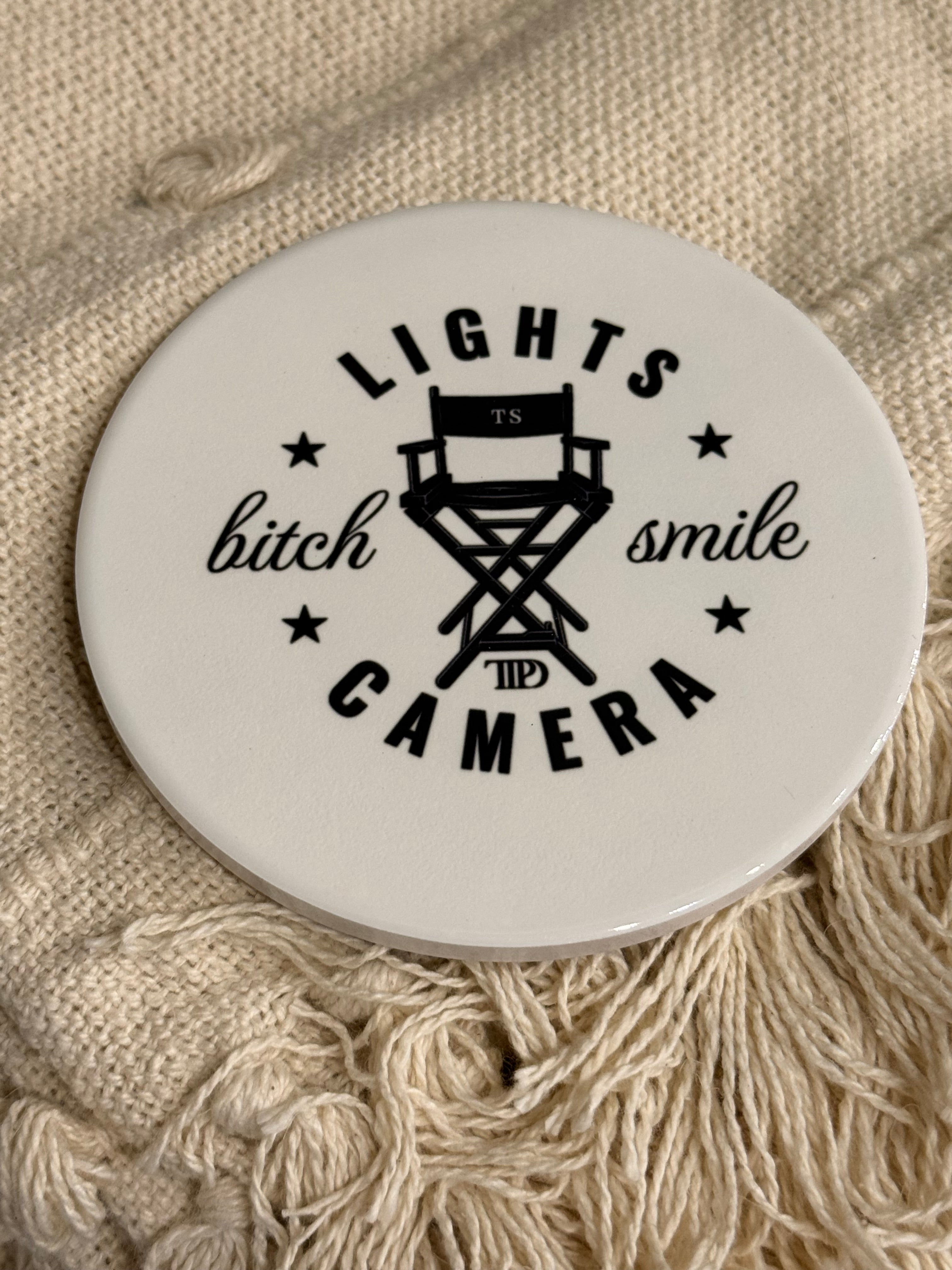Taylor Swift TTPD Lights Camera Ceramic Coaster