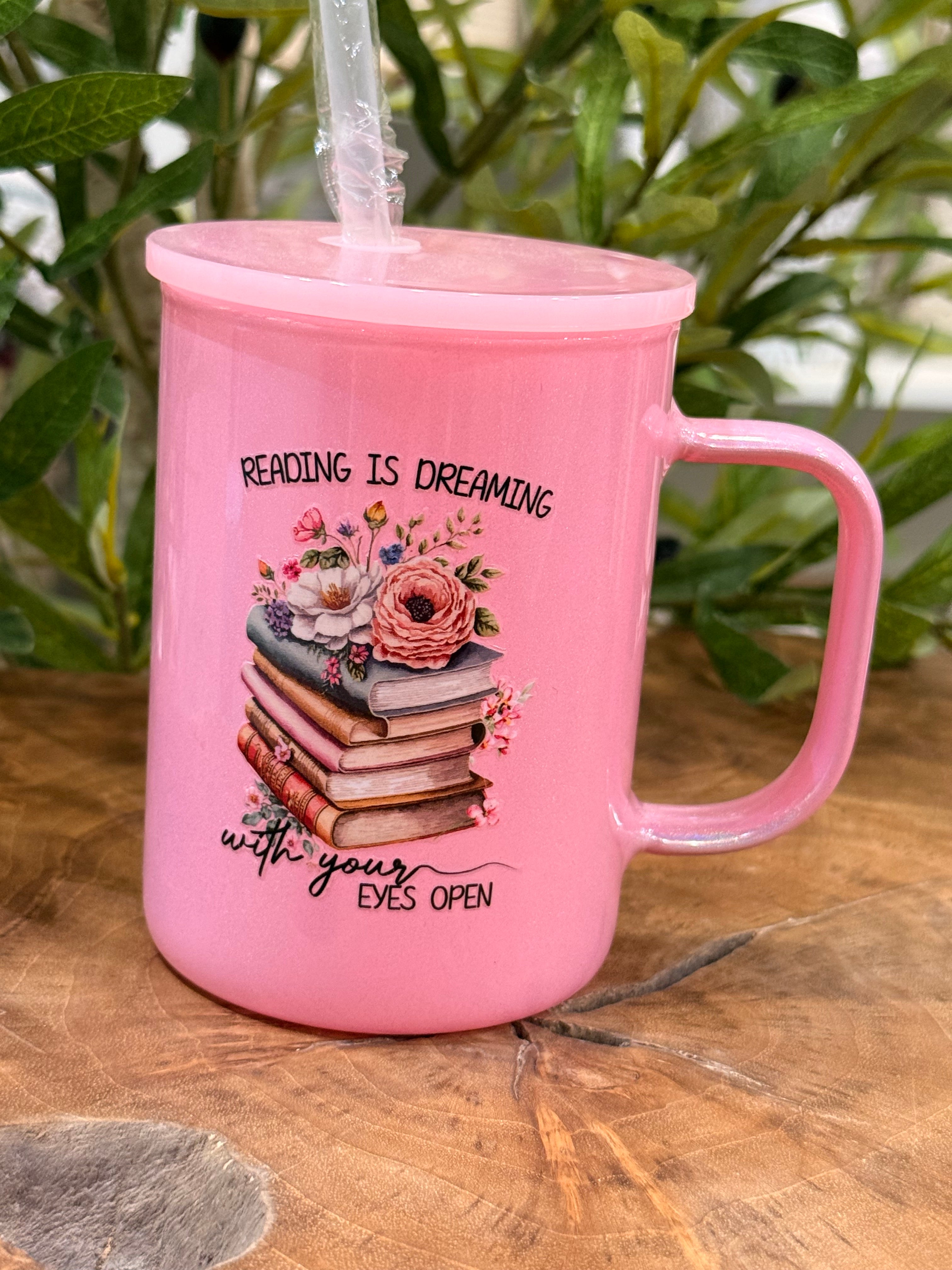 17 oz Glass Shimmer Mugs with Handle