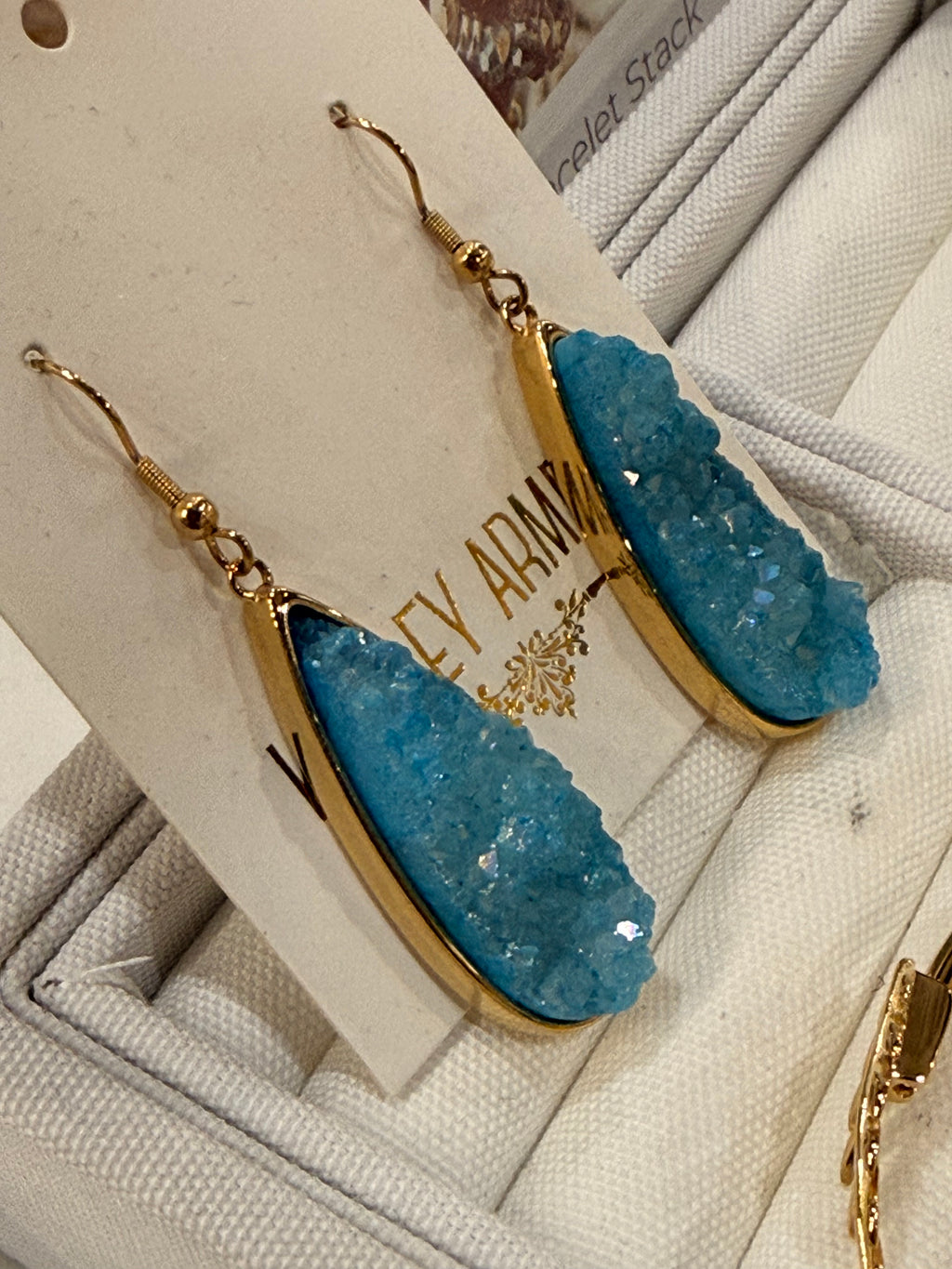 Kinsley Armelle Gold Azure Quartz Drop Earrings