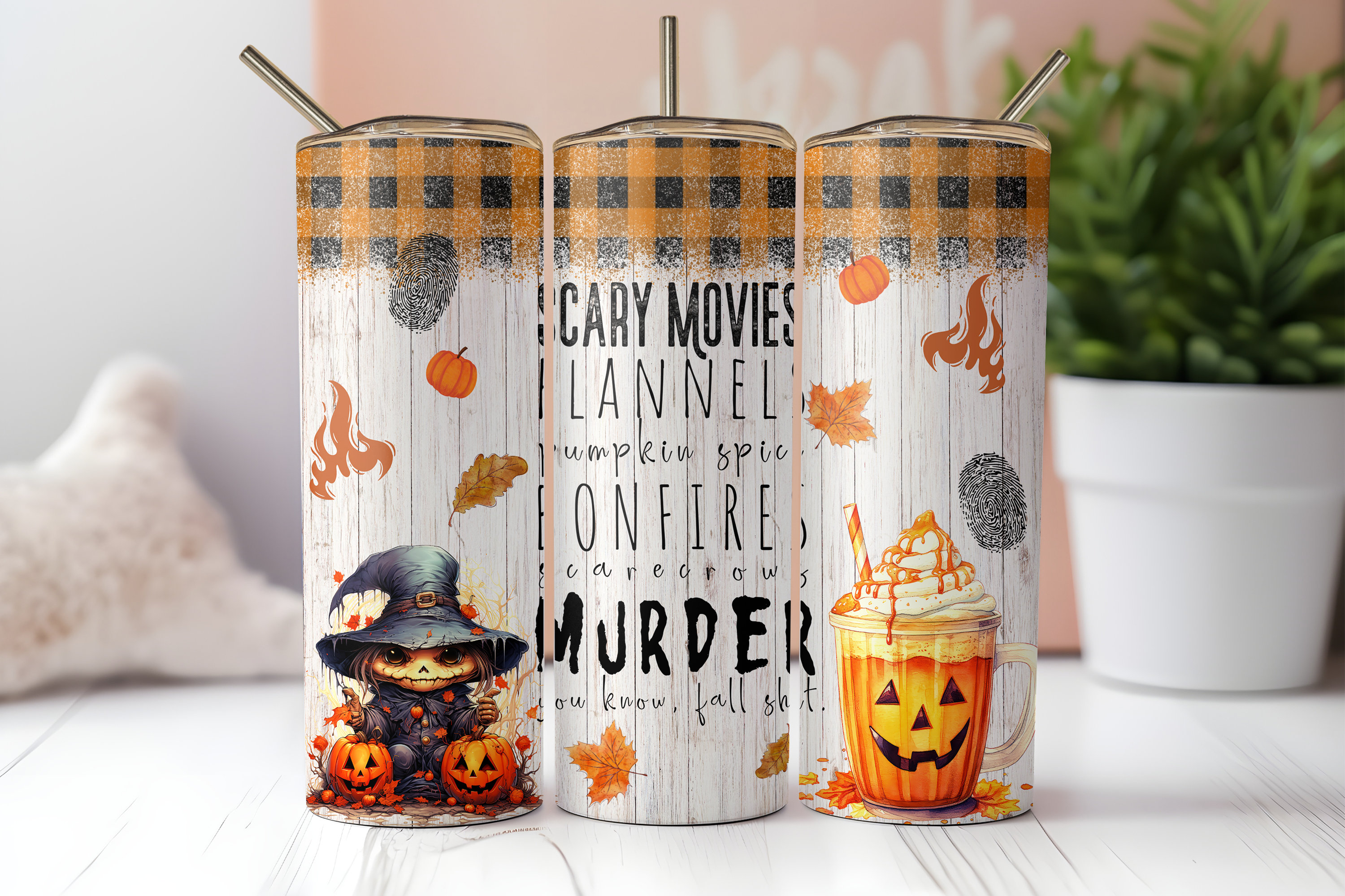 Scary Movies, Fall Shit - Halloween 20oz Skinny Tumbler