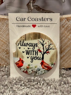 Always with You Red Cardinals Ceramic Car Coaster