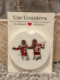 Mahomes & Kelce Ceramic Car Coaster