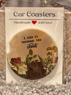 Between the Sheets Ceramic Car Coaster