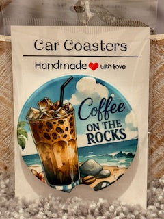 Coffee on the Rocks Ceramic Car Coaster