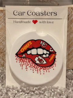 KC Chiefs Lips Ceramic Car Coaster