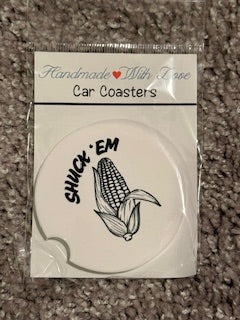 Shuck 'Em Cornhuskers Ceramic Car Coaster