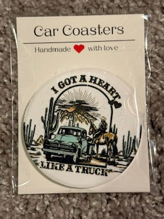 I Got a Heart Like a Truck Ceramic Car Coaster