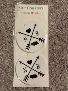 Nebraska Crossed Arrows Ceramic Car Coaster
