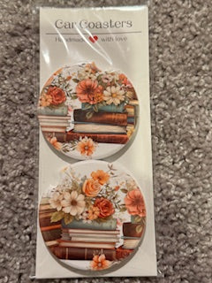 Floral Books Ceramic Car Coaster