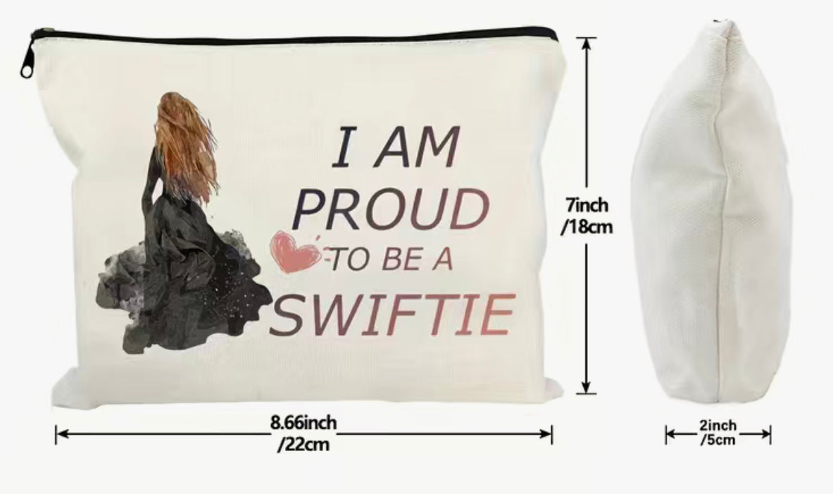 I am Proud to be a Swiftie Taylor Swift Canvas Makeup / Cosmetic Bag