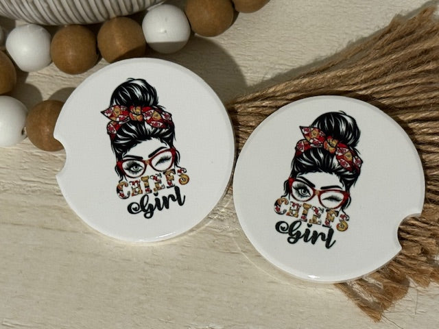 Chiefs Girl Ceramic Car Coaster