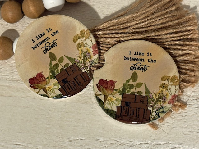 Between the Sheets Ceramic Car Coaster