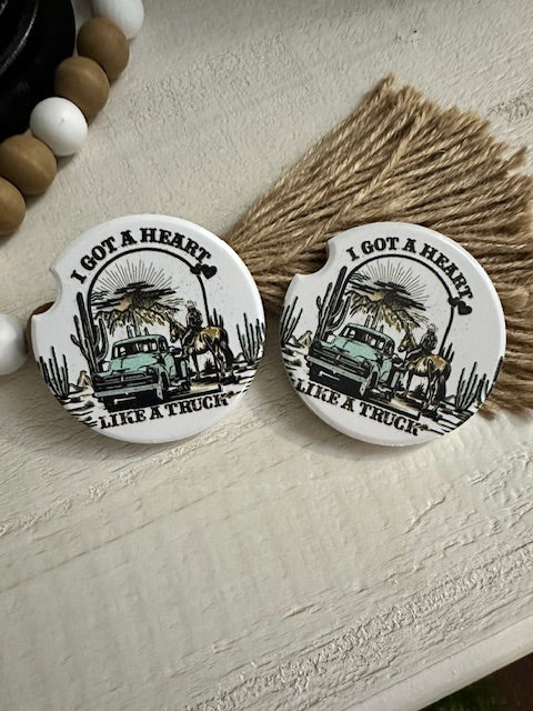 I Got a Heart Like a Truck Ceramic Car Coaster