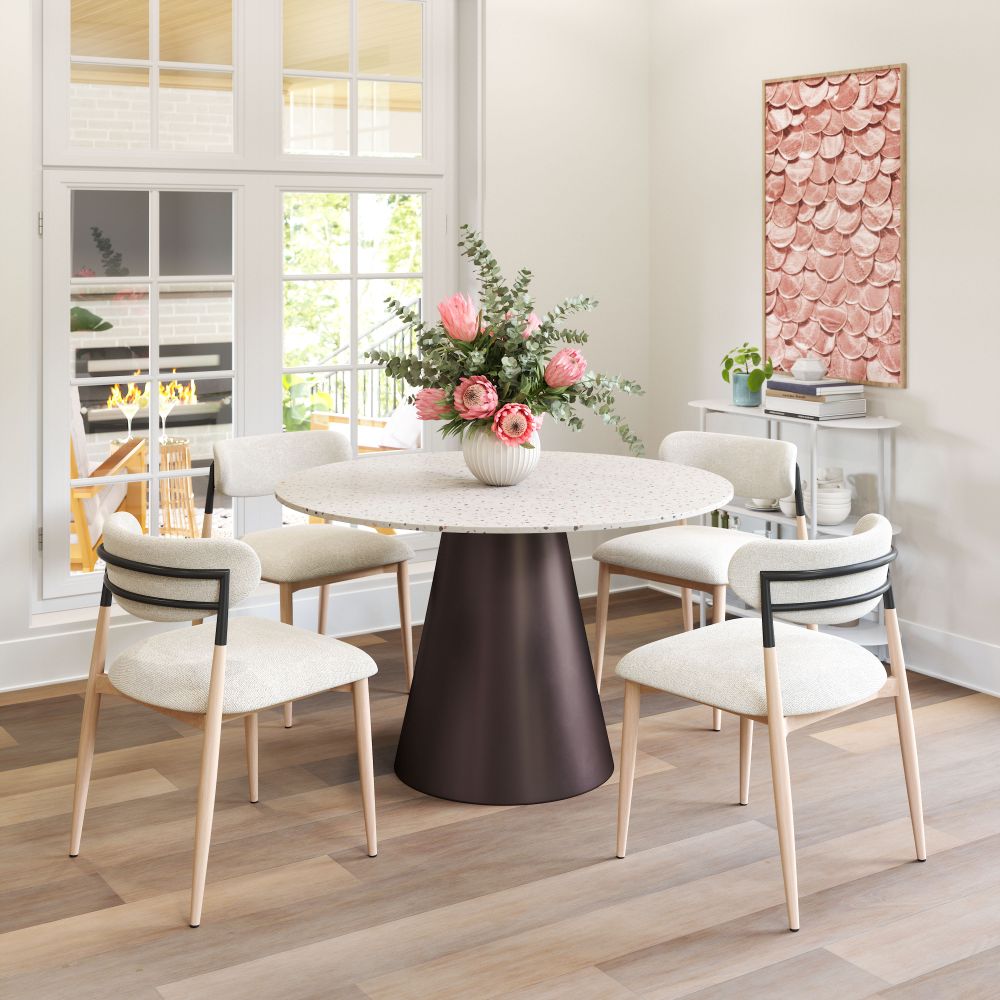 Jorf Wood Top Round Dining Table