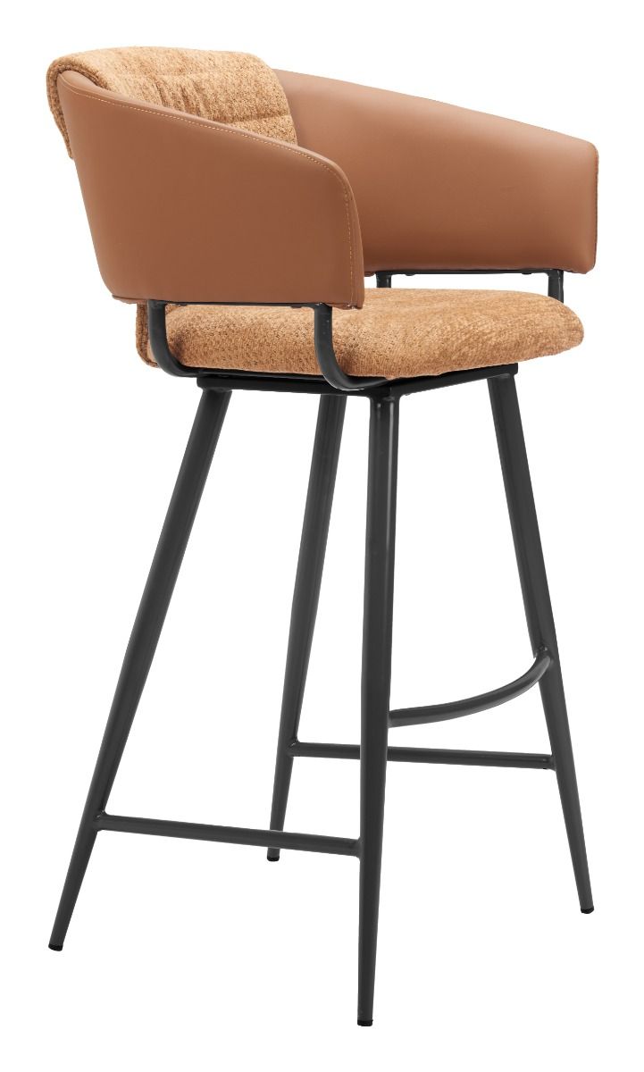 Juno Brown Faux Leather Barstool 2PC